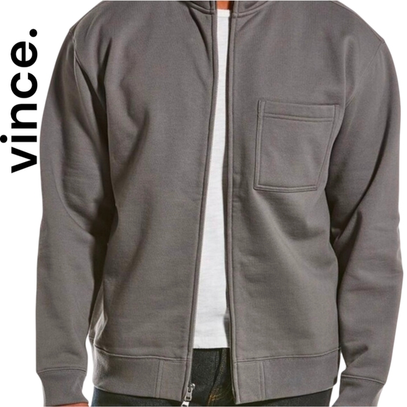 vince | Men's Full Zip Relaxed Fit Soft  Jacket | Warm Pewter | Big & Tall  XXL - Picture 4 of 14